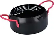 iplusmile 22cm Mini Fryer Pot Large Capacity Iron Frying Pan Fryer Filter Heat Retaining for Tempura Chicken Wings Gas Induction Electric Hob