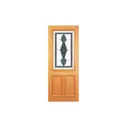 Woodcraft 2040 x 820 x 40mm Entrance Door Half Lite Blue Leadlight Glass TG10BB