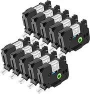 NineLeaf Label Tape Replacement Compatible for Brother P-Touch TZe-S241 TZ-S241 Extra Strength Adhesive Laminated Black on White (3/4inch 18mm) 10 Pack