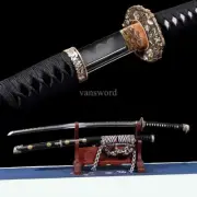 Japanese Tachi Sanmai Steel Clay Tempered Samurai Sword Brass Tsuba Full Tang.
