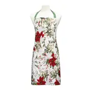 Ladelle Kitchen Cooking Poinsettia Apron Adult One Size Christmas