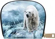 [EdWal] Cool Animal White Polar Bear Print Card Holder Unisex Credit Card Case for Men and Women Leather Card Holder, Slim Business Card, White, One Size