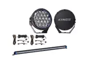 Kings 9" Lethal driving lights + 40" Single Row Light Bar + 2x Plug N Play Wiring Harness Kit