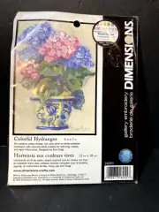 Dimensions Embroidery Kit Colorful Hydrangea Crewel 5" X 7" Sealed Floral Blue