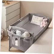 4 in 1 Baby Bassinet Bedside Sleeper, Baby Bedside Crib 4 Functions, Grey