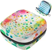 Period Bag,Sanitary Napkin Storage Bag,Colorful Dots Watercolor,Tampon Holder for Purse