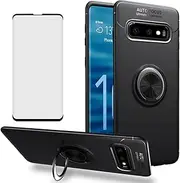 Asuwish Phone Case for Samsung Galaxy S10e with Tempered Glass Screen Protector Cover and Cell Accessories Ring Holder Stand Kickstand Soft TPU Glaxay S 10e Gaxaly 10se Galaxies Se10 Women Men Black
