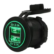 12V-24V Dual 2.1A+2.1A USB Car Cigarette Lighter Socket Power Adapter Car Charger GREEN COLOR