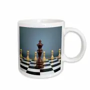 3dRose Chessboard with black king facing white pawns attack win challenge concep