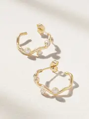 [Alison Lou] Alison Lou - Ziggy 14-karat Gold Diamond Hoop Earrings - One size One size Gold