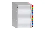 3x Marbig A-Z Tab Coloured A5 Ring Binder Plastic Divider Indices Page Organiser