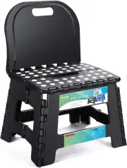 Folding Kids Step Stool with Back Support for Kids,9" Plastic Kids Chair for Out