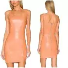 n:philanthropy Nuevo Vegan Faux Leather Mini Dress Camel Zip Back Peach Sz Med