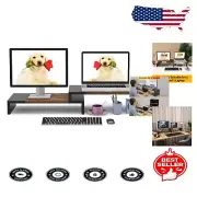Rustic Dual Monitor Stand - Adjustable Wood Riser for Ergonomic Workspaces