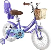RULLY Fruit Kids Bike 12 14 16 Inch Bicycle for Girls Ages 2-7 Years, Training Wheels Included, Girl Bikes with Basket & Doll Seat