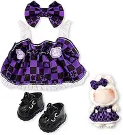 Doll Clothes Outfit 17cm Adjustable Overalls Hat Set Compatible for LA-BU-BU Doll, Kawaii Fashion for Sitting Standing Dolls Random Clothes 3 Sets & 1 Shoe (NO Doll Include)