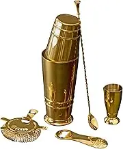 Crafthouse Signature Collection Stainless Steel Gold Bartender Essentials Kit (Set of 5), Gold