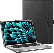 Fintie Sleeve Case for MacBook Air 15 Inch A3241 A3114 A2941 (2023 2024 2025 Release), Premium PU Leather Folio Book Cover for MacBook Air 15.3" M2 M3 M4 Chip with Touch ID, Black