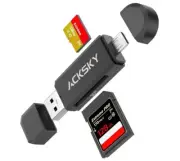 Acksky SD Card Reader 2 in 1 Micro USB Memory Card Reader, Micro SD Card Adapte