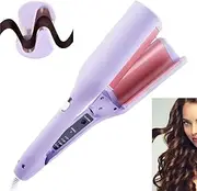 Curluxe French Curls Iron, Curluxe Create Frizz-Free French Curls Effortlessly Curling Iron, Anti Scald Hair Crimper, 4 Adjustable Settings, Fast Heating And No Hair Damage (Purple)