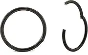 [Serenity Body Jewellery] 316L Surgical Stainless Steel 18G Sleeper Hinged Hoop Earrings Segment Nose Ring (Black)