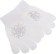 [NULYLU] Thick Knit Skiing Gloves Rhinestone Snowflake Pattern Ice Skating Accessories for Men Women Boys and Girls Anti Slip Grip