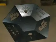 Custom made hexagonal steel fire pits.