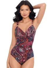 [Miraclesuit Swim] Dynasty Siren Crossover Shaping Swimsuit in Multi