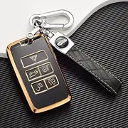 ontto Car Key fob Cover fit for Land Rover Defender Discovery 5 Range Rover Sport Velar Evoque Jaguar E-Pace F-Pace I-Pace Keyring Smart Key case TPU Silicone Key Holder Keychain Accessories Black