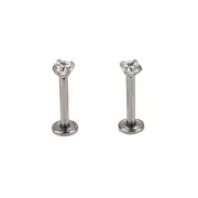 2pcs Surgical Steel Cz Labret Lip Ring Piercing Jewelry Tragus Nail Lip Stud*AU