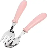 PAMINGONO 1Set Stainless Steel Utensils Set Safe Forks Spoons for Practical Container Box Ergonomic Design for Easy Gripping for Self Feeding and Daily Dining Needs
