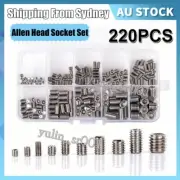 220PCS Allen Head Socket Hex Grub Screw Assortment Cup Point Set Stainless Steel