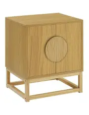 [Sarantino] Luca Bedside Table Split Door Night Stand in Natural
