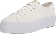 [Keds] Women's Triple Up Leather Sneaker, White/Gold, 9