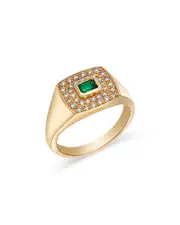 Bloomingdale's Fine Collection Emerald & Diamond Signet Ring in 14K Yellow Gold