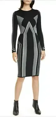 Ted Baker- HESIAA- Long Sleeve- Knitted Bodycon Dress- Black- Sz1=US2- NWT- $315