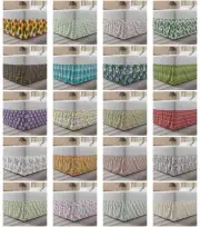 Ambesonne Botanical Design Bedskirt Elastic Wrap Around Skirt Gathered Design