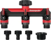 Hose Splitter 3 Way, Tap Connector, Garden Hose Connector, High Flow Washing Machine Hose Connector, 3 Way Kitchen tap Hose Connector, Connect Multiple Irrigation timers,3/4" with 1/2" Adapter,Red