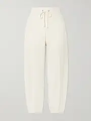 [James Perse] James Perse - Brushed Cotton And Cashmere-blend Tapered Track Pants - Cream - 1 1 Cream
