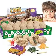 Peeokuo Dinosaur Eggs Excavation Dig Kit - Dinosaur Toys for Kids - Break Open 12 Dinosaur Eggs and Discover 12 Cute Dinosaurs - Archaeology Preschool Science STEM Crafts Birthday for Boys Girls