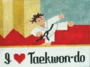 I Love Taekwondo Hand Painted Needlepoint Canvas