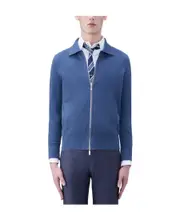 front zip-fastening knit jacket 2,3,4,5 Blue