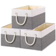 Foldable Storage Baskets for Shelves, Fabric Storage Cubes with Rope Handle, ...
