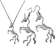 LIFKOME 3 Pcs Chain Necklace Animal Skeleton Necklace Alloy Unicorn Dangle Earrings Unicorn Clavicle Necklace