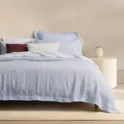 Sheridan Abbotson Linen Ticking Stripe Quilt Cover in Blue Mist Size: Super King @Sheridan Rewards
