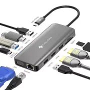 USB C Docking Station Dual HDMI Adapter, 11 in 1 Multi Display Docking Statio...