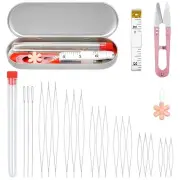 21 Pieces Beading Needles Set, 6 Sizes Seed Beads Needles Big Eye, Collapsibl...