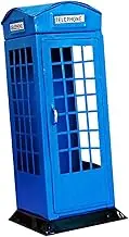 Kisangel 1pc Creative Vintage Telephone Booth Coin Bank Artistic Money Box for Delicate Savings Pot Blue Tinplate Storage Jar for Developing Saving Habits