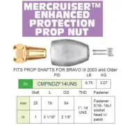 Martyr Anodes CMPNDZF14UNS Zinc MerCruiser Bravo 3 2003 & Older Prop Shaft Nut