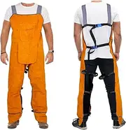 yeshine Leather Welding Apron Split Leg Welding Overalls for Men,Welding Suit with Extended Protective Shoes Welding Chaps Heavy Duty Spark Flame Heat Resistant Bib Apron